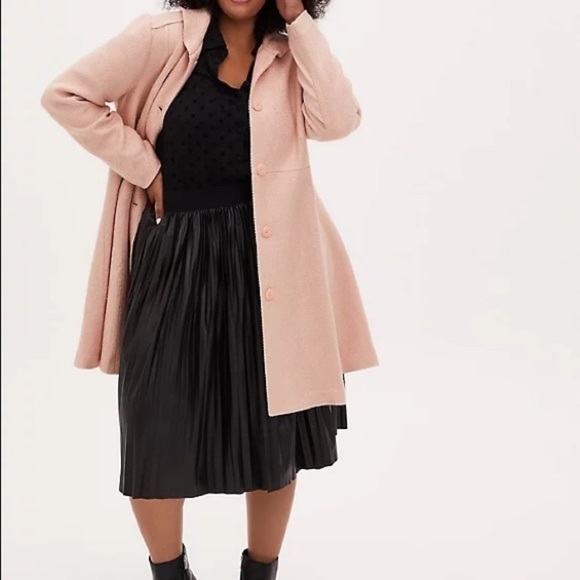 Torrid Light Pink Woolen Fit & Flare Coat **** - Picture 2 of 10